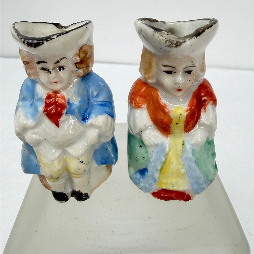 Miniature Toby Pitcher Set VTG Japan Colonial Couple Figurine Decor Trinkets